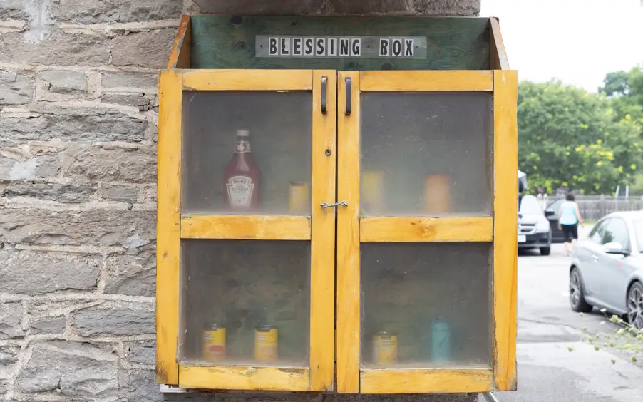 Wooden cabinet outside of the Anglican Church in Stirling, ON