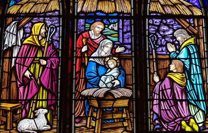 Christmas themed stained glass