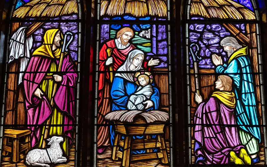 Christmas themed stained glass